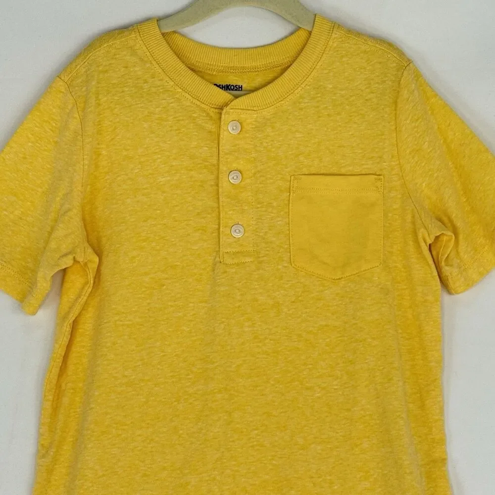 Oshkosh B’Gosh Boy’s Yellow T-Shirt 1/4 Button Soft Comfort Toddler Size 8A